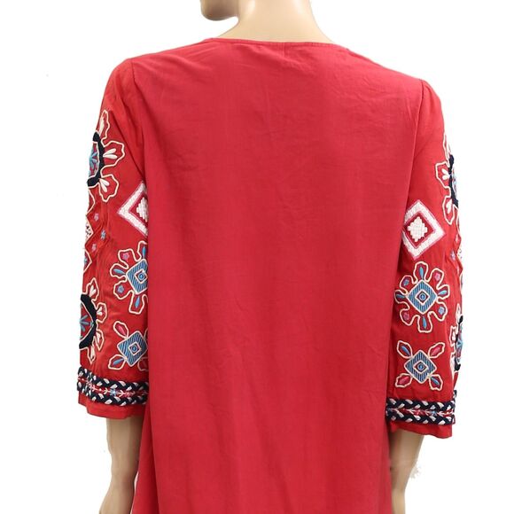 Frances Valentine Capri Embroidered Mini Tunic Dress Cotton Lace-Up XL 279873 - Picture 6 of 7